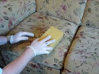 agitating the prespray into the upholstery in eastbourne